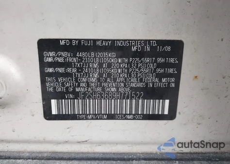 2009 Subaru Forester 2.5X z USA, uszkodzony, nr VIN JF2SH63689H771522